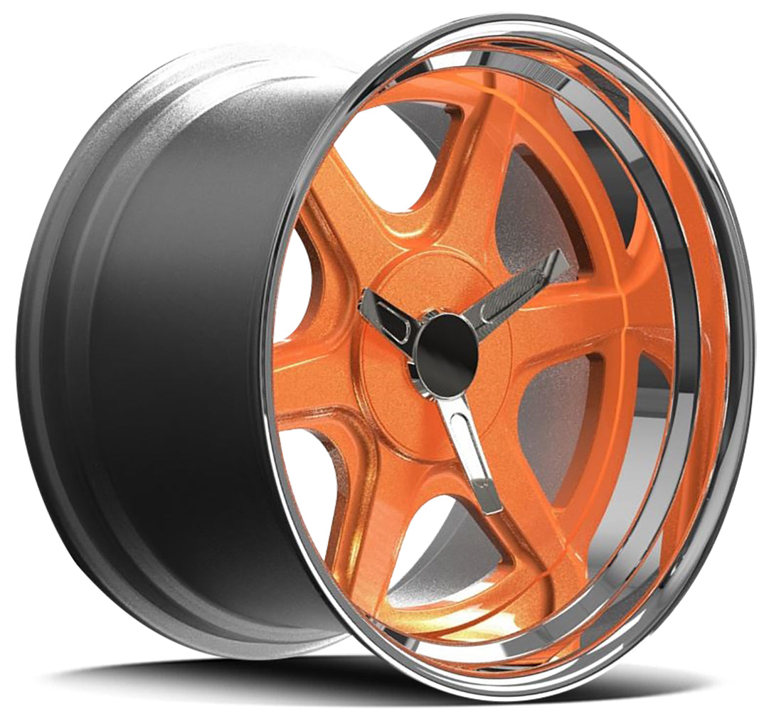 DTM FORGED SERIES F58 FORGED 8 /POLISHED LIP ORANGE SPOKE S17